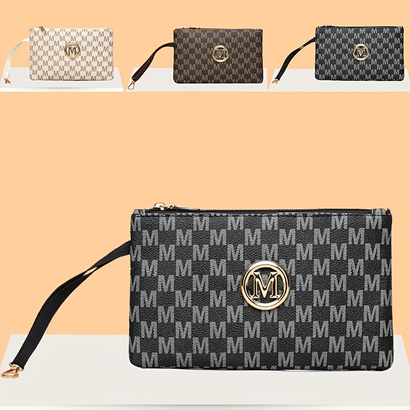 Wristlet Wallet Zipper - Pochette pour femme avec imprimé lettres