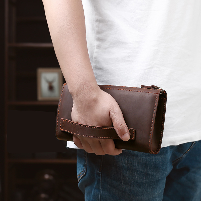 Wristlet Wallet Zipper - Pochette longue pour homme, sac à