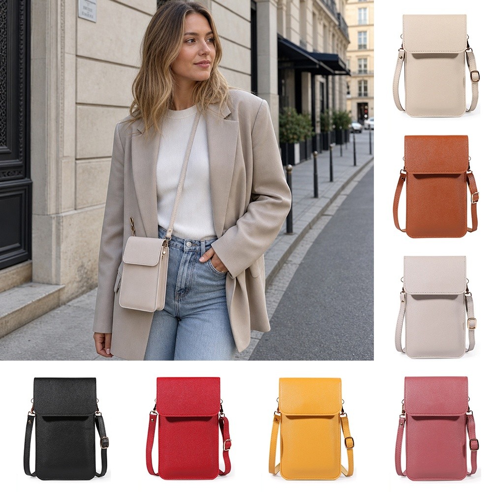 Wristlet Wallet Zipper - Sac à bandoulière multifonctionnel en cuir
