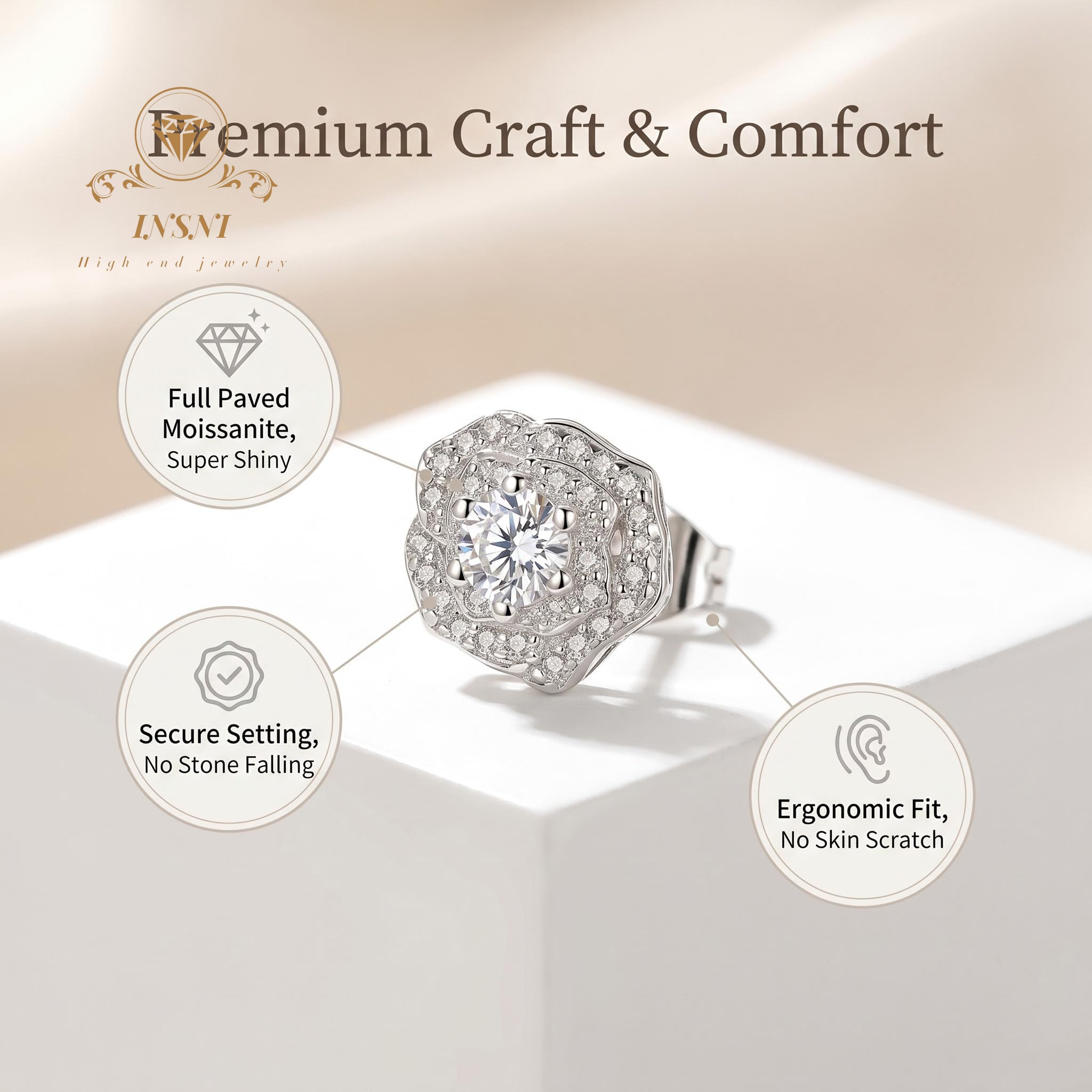 Boucles d'oreilles clous carré - Luxury Bags Affordable avis et prix