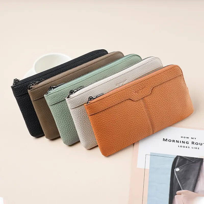 Portefeuille long en cuir véri - Wristlet Wallet Zipper avis et prix