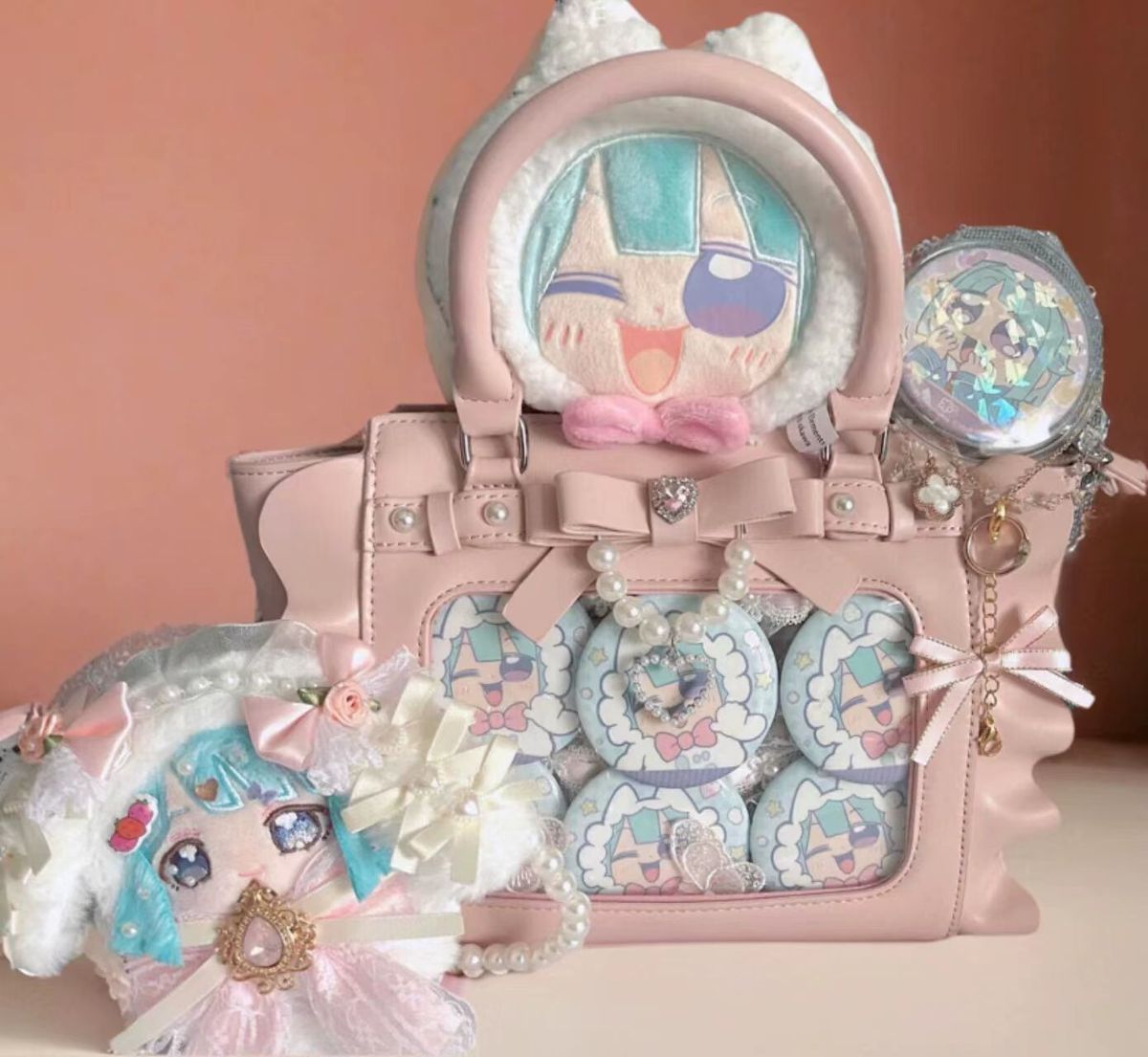 Harajuku carré rose Ita sac fe - Wristlet Wallet Zipper avis et prix